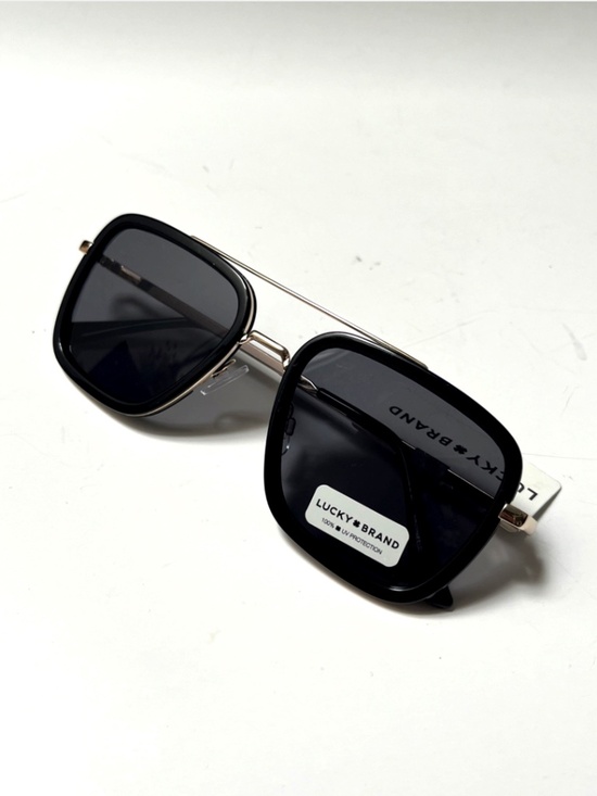 New LUCKY BRAND Double Bridge Aviator Sunglasses Black Metal